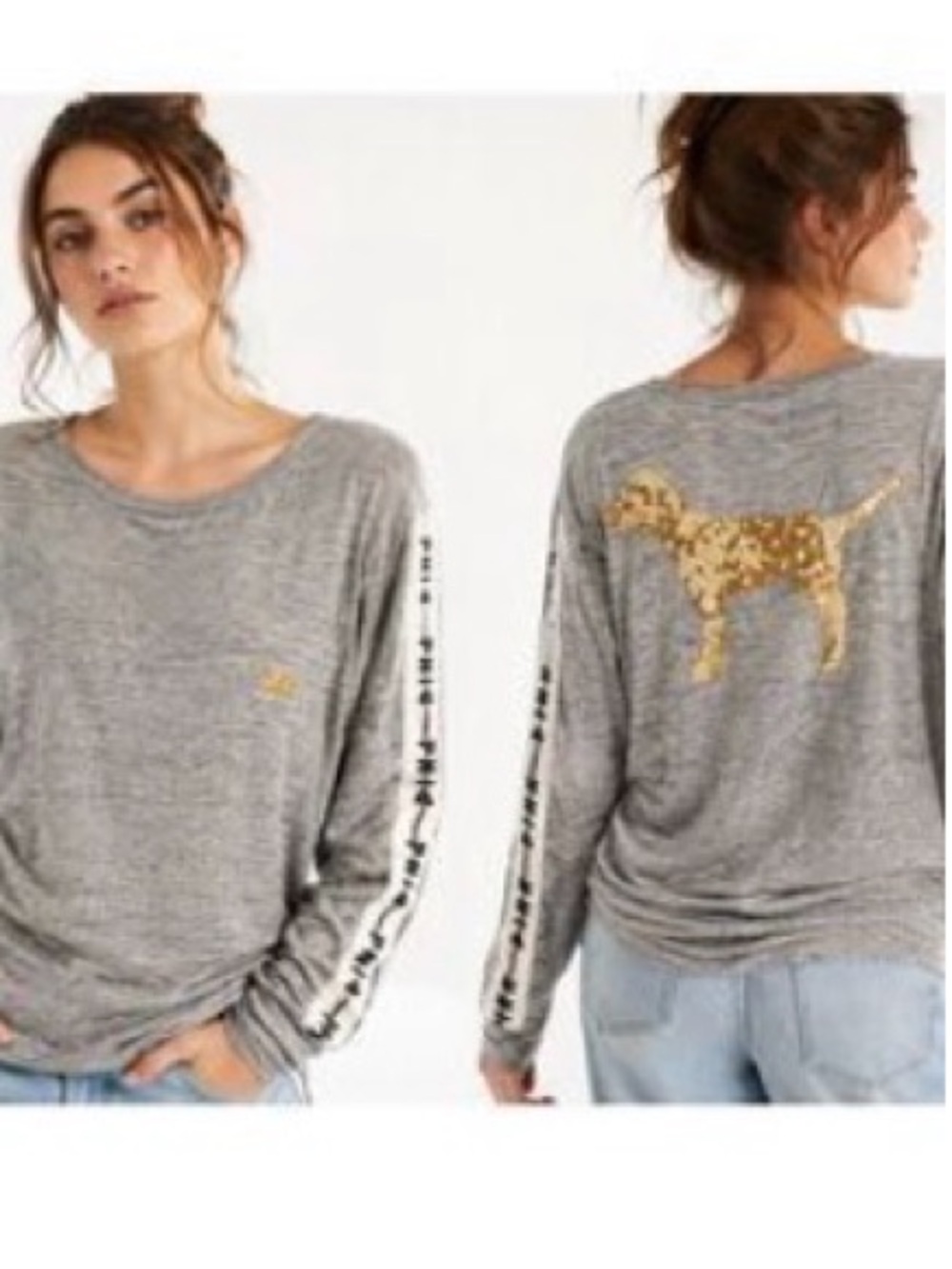 PINK VICTORIA’S SECRET OVERSIZED LOGO LONG SLEEVE TEE SOFT AND COMFY - Picture 1 of 7